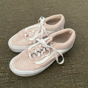 Pink and White Stripped Vans size 7.5!